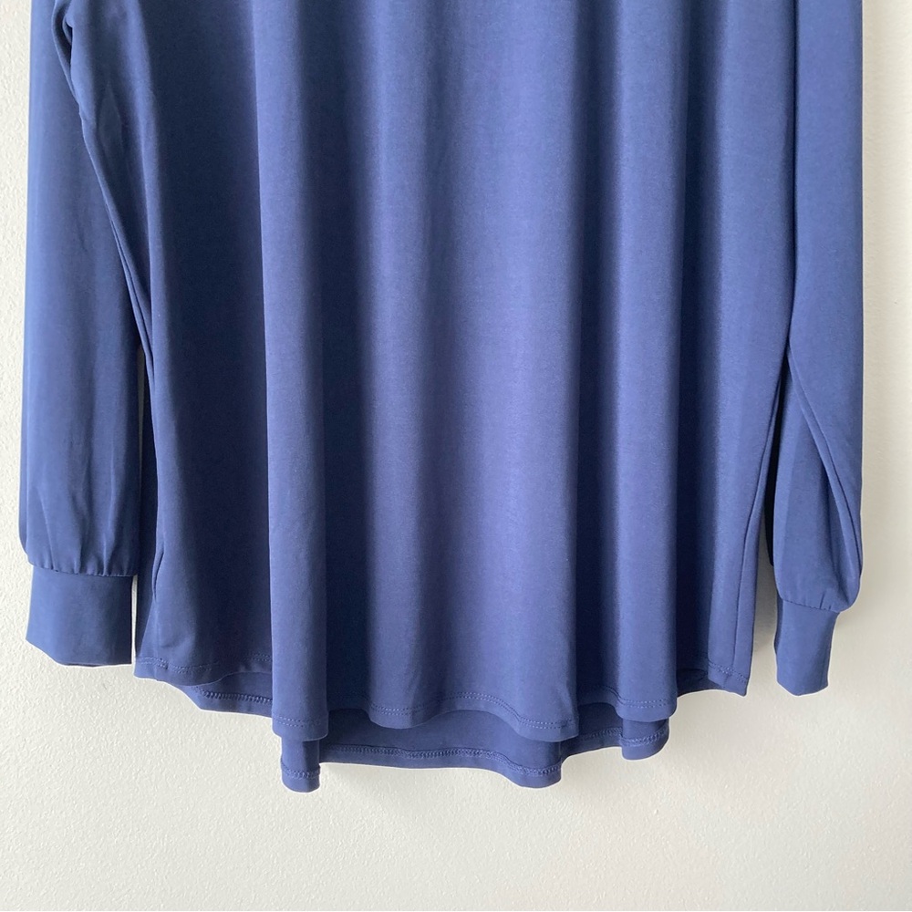 Fortune‎ & Ivy 2X Long Sleeve Ruffle Neck Blouse Top Navy Blue - Picture 8 of 11